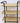 A beige leather trolley with black metal frame and three shelves.